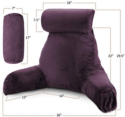 Nestl Reading Pillow with Portable Laptop Lap Desk - Shredded Memory Foam Back Support Pillow for Sitting Up in Bed and Couch Rest Pillows with Arms, Bed Tray Table with Foldable Legs, Purple - Image 2