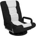 Best Choice Products Swivel Gaming Chair 360 Degree Multipurpose Floor Chair Rocker for TV, Reading, Playing Video Games w/Lumbar Support, Armrest Handles, Adjustable Foldable Backrest - Black/White by Unknown