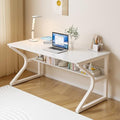 OSCHF 47.3-Inch Writing Desk with Storage Shelf, Warm White by OSCHF