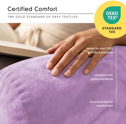 Nestl Reading Pillow for Bed, Back Pillow for Sitting Up in Bed, Lavender | 14” Backrest Pillow for Teens & Kids, Adjustable Support, Shredded Memory Foam Fill, OEKO-TEX, Use for Couch, Sofa, and Floor - Image 5