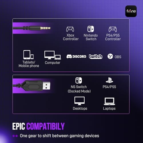 FIFINE H9 Wired Gaming Headset with Microphone, 3.5mm and USB Connectivity - Image 4