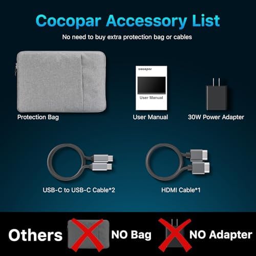 cocopar Portable Monitor 16 Inch 2.5K QHD 110% sRGB 144Hz USB-C, 120Hz HDMI, Travel Monitor with Speaker Second Screen for Laptop MacBook Surface PC Xbox PS4/5, VESA Mountable, with Kickstand - Image 7