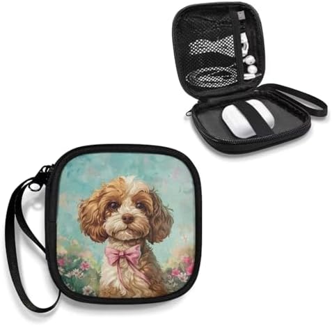 Cute Teddy Dog Portable Wireless Headphone Case, Earphone Storage Bag Carrying Case, Earbud Holder with Handle Gifts for Girls Boys - Image 2