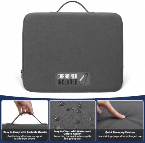 Extra Thick Stadium Seat Cushion - Bleacher Seat Cushion, Stadium Cushion | Waterproof, 2.8" Bleacher Cushions for Adults, Lightweight Stadium Seat Pad, 2-Pack Gray Portable Seat Cushion with Handle - Image 4
