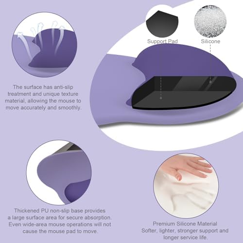 MOSISO Wrist Rest Support for Mouse Pad&Keyboard Set, Imperial Purple - Image 2