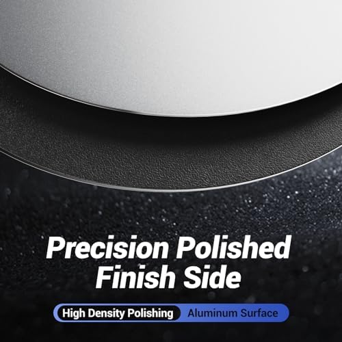 HONKID Metal Aluminum Mouse Pad Thin Hard Mousepad 7.87 * 7.87 Round Silver - Image 3