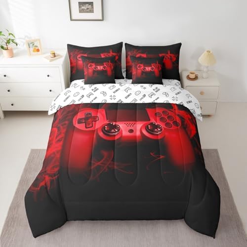 Feelyou Gamer Comforter Set with Sheets Gaming 7 Piece Bedding Set Queen Size for Kids Teens Bed in a Bag by Feelyou