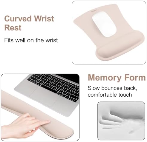 MOSISO Wrist Rest Support for Mouse Pad & Keyboard Set, Apricot - Image 5