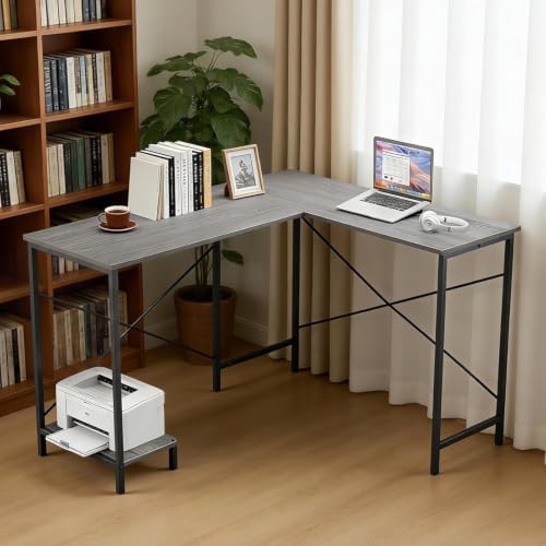 L Shaped Desk, 50 Inch Reversible Computer Desk Corner Gaming Table with CPU Stand, Sturdy Metal Frame PC Workstation for Home Office - Image 2