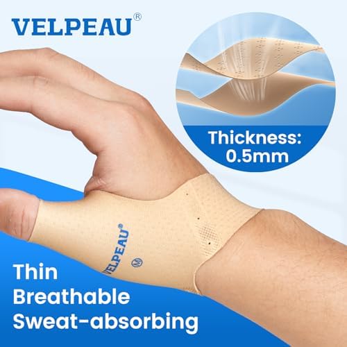 Velpeau 2pcs Durable Thumb Compression Sleeve for Tendonitis, Khaki, S - Image 2