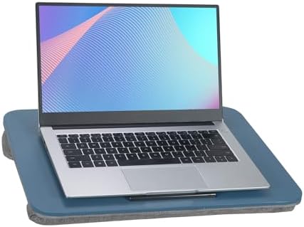 Portable Laptop Desk Fits Up to 16“ Laptops, with Tablet Slot, Built-in Cushion, Great for Home & Office,Lap Desk for Laptop,Lap Desk with Cushion (Blue, Medium) by YUELAKE