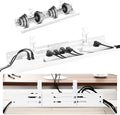 No Drill Under Desk Cable Management Tray, 17”-30” Retractable Cord Organizer for Table, Clamp Mount Wire Basket, Power Strip Holder & Metal Cord Organizer for Office, Home, White by GOENDR