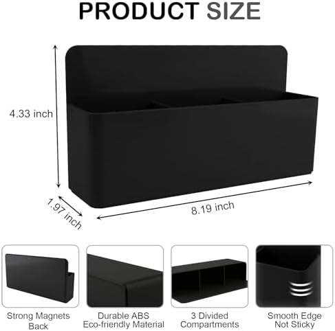 KITANIS Magnetic Pen Holder,3 Compartments Magnetic Dry Erase Marker Holder,Extra Strong Magnet Storage Marker Pen Pencil Organizer for Refrigerator,Whiteboard,Locker Accessories(Long Style) - Image 2
