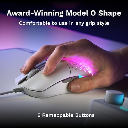 GLORIOUS Model O Eternal Ultralight RGB Gaming Mouse - Wired - 55g Lightweight - Customizable RGB Lighting - 6 Programmable Buttons - Symmetrical Design - 12K DPI Optical Sensor - PC/Mac - White - Image 5