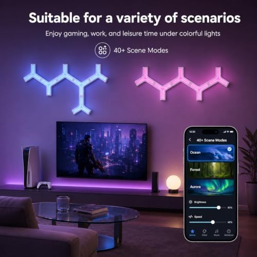 Y-Shaped 3D RGB LED Wall Lights 8 Pack - Gaming Lights - Image 3