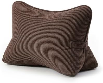 Pat. Pend. Corduroy Lumbar Support Pillow for Recliner, Sitting & Relaxing, Triangle Cushion for Sofa, Couch or Bed, Reading Pillow with Removable Washable Cover, Chocolate by Ailuteie