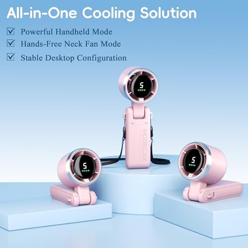 Morelax Personal Handheld Fan,High-Speed Turbo Fans,5-Speed with LED Display,Powerful Motor,4000mAh,USB Rechargeable Portable Cooling Fan for Outdoor Activities,Travel,Working,Pink - Image 6
