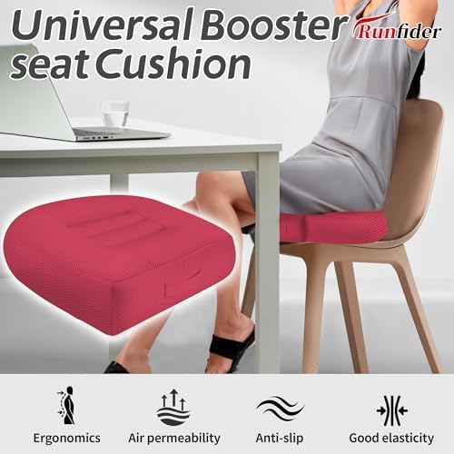 Car Booster Thick Height Adjustable Seat Cushion with Breathable Mesh Cover, Portable Seat Cushion for Driving, Office Chairs Wheelchairs Trucks SUV's and Home Use Pink - Image 5
