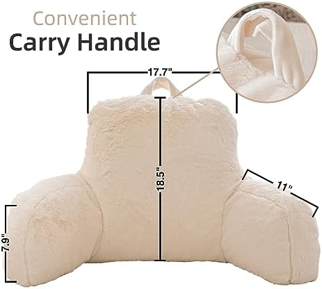 A Nice Night Ivory Reading Pillow, 18.5" Bed Wedge Pillows with Arms - Image 3