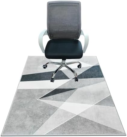 Office Chair Mat for Hardwood Floor,55"*35" Under Desk Mat, Computer Chair Rug,Anti-Slip Floor Protector for Tile Floor Home Office Black White by SAIKOOWA