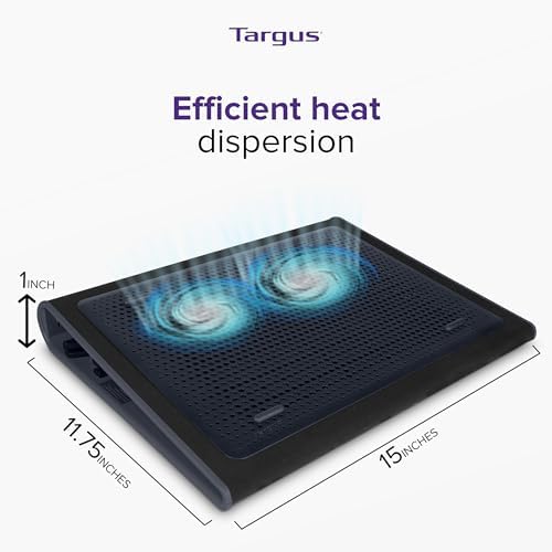 Targus 17 Inch Dual Fan Lap Chill Mat - Soft Neoprene Laptop Cooling Pad for Heat Protection,Fits Most 17" Laptops and Smaller - USB-A Connected Dual Fans for Heat Dispersion (AWE55US),(Pack of 8) - Image 5