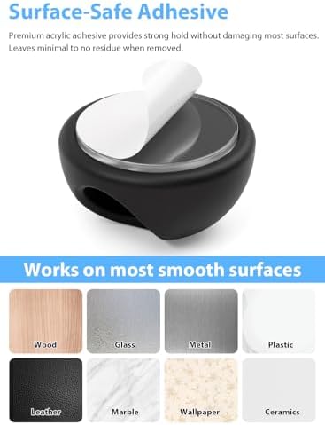 Shintop 6pcs Cord Holder for Nightstand, Self-Adhesive Cable Clips - Image 4