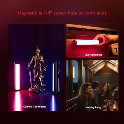 PHOTOOLEX 360°RGB Tube Light, LED Video Light Wand, Magnetic Light Stick - Image 4