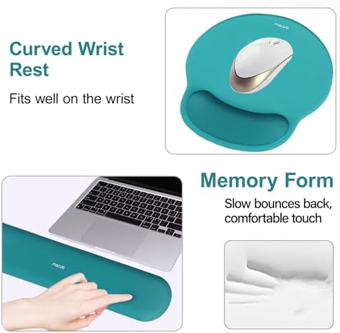 MOSISO Wrist Rest Support for Mouse Pad&Keyboard Set, Teal Green - Image 4