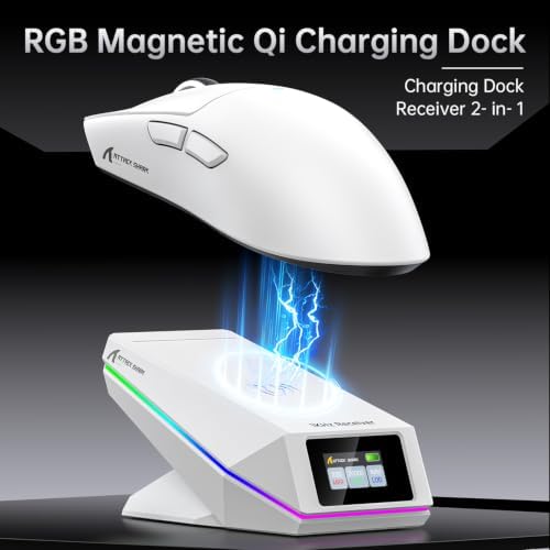 ATTACK SHARK X11 PRO V2 Wireless Gaming Mouse with Charging Dock-White - Image 2