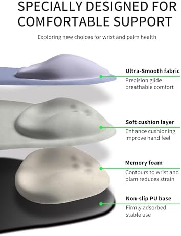 Palm-Rest and Wrist-Hugging Mouse Pad Wrist Rest, Ergonomic Wrist Support with Curve Fitting Cushioned Memory Foam for Carpal Tunnel Pain Relief, 9.9 x 8.3 Inch, Lavender Haze - Image 5