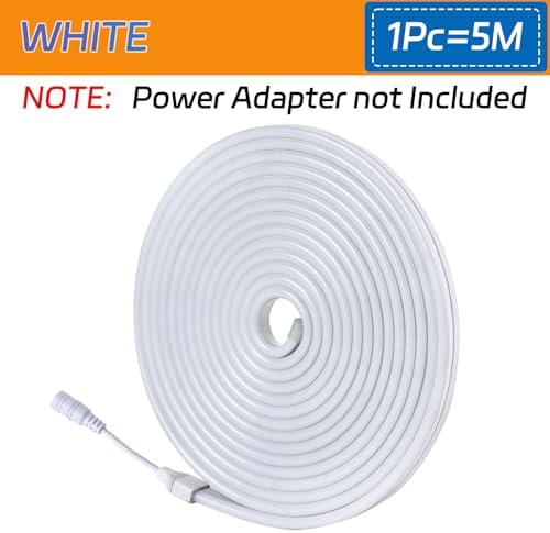 12V Cool White Neon LED Strip 16.4FT IP65 6500K Silicone Rope Light - Image 6