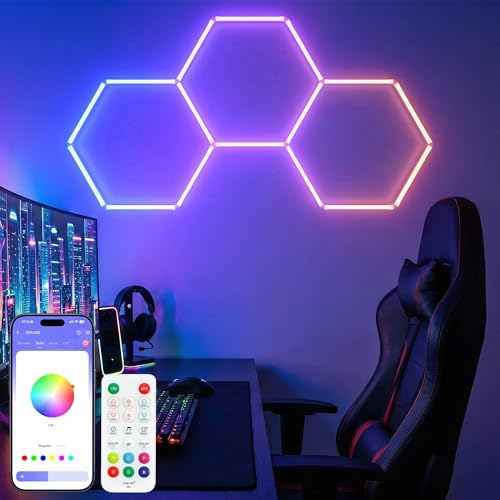 RGB Hexagon Lights with Music Sync Mode 358+ Color Changing LED Lights by Gneng
