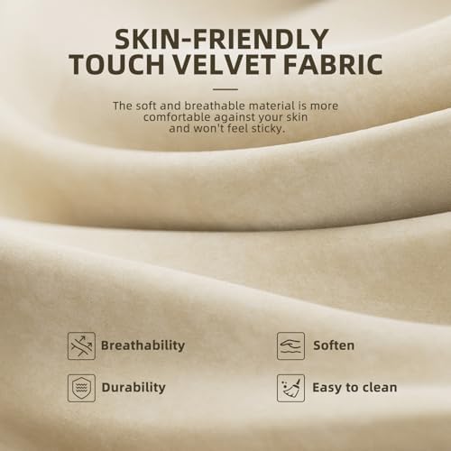 Ferghana Velvet Fabric Gaming Chair, High Back Ergonomic Gamer Chair for Adult, Comfortable Video Game Chair with Footrest and Massage Lumbar Cushion, Racing Reclining Office Computer Desk Chair Beige - Image 5