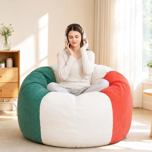 Giant Bean Bag Chair for Adults, Shredded Foam Floor Lounge Chair with Arms | Colorful corduroy, roomy comfort for living rooms, bedrooms, reading nooks, gaming rooms, movie nights, and time with pets by SnugSofeeFoamSofa