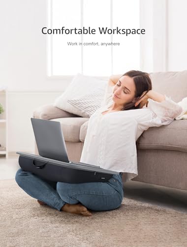 Istudyniture Lap Desk with Washable Cushion – Fits up to 17-Inch Laptops – Portable Laptop Desk & Stand – Bed desks & Tray for Writing, Reading, Working, Gaming on Bed, Couch, Floor – Large, Grey - Image 2