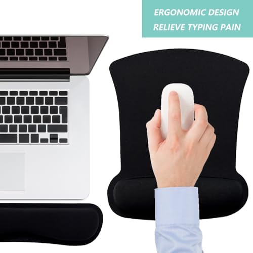 Keyboard Wrist Rest Pad Mouse Pad with Wrist Support Set of 3, Gaming Mousepad with Non-Slip Rubber Base, Ergonomic Memory Foam Mouse Cushion Support for Home Office Laptop Computer, Black - Image 7