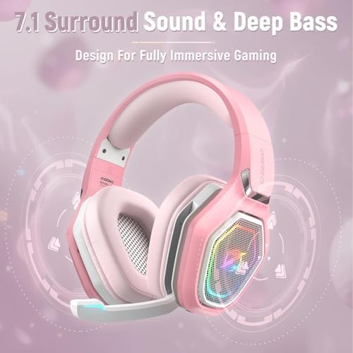 Ozeino 2.4GHz Wireless Gaming Headset with Microphone, 2.4G USB & Type C Transmitter - 30h Battery Life - RGB Lighting Gaming Headphones for PS5, PS4, PC, Phone - Image 3