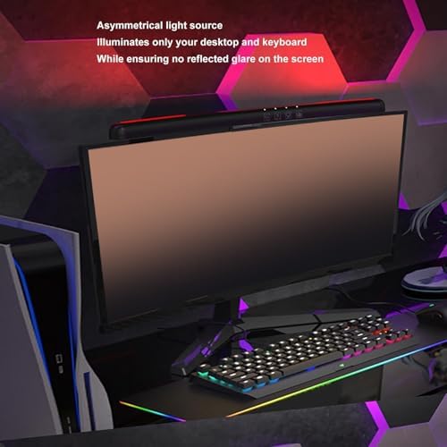 Cyrank Curved Monitor Light Bar, 3 Color Temperature LED Computer Desk Lamp Touch Control Monitor Lamp Type C Computer Light Clip on Keyboard Light - Image 2