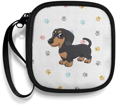 Cute Dachshund Case Earphone Carrying Case Cell Phone Accessories Storage Bag with Handle for Earphone,Flash Drive, Charging Cable, Key Wall Charger by Unknown