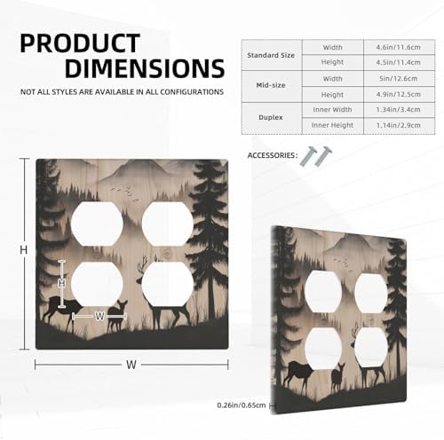 Decorative Switch Plate Covers Rustic Black Deer Elk Brown Wood Board Pine Tree 2-Gang Duplex Light Switch Covers Gfci Wall Plate Electrical Receptacle Switchplate Plug Faceplate Decor - Image 5
