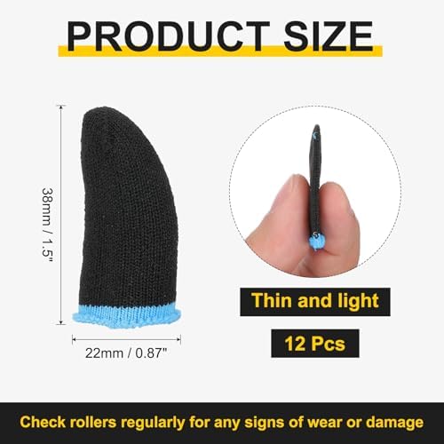 PATIKIL Controller Finger Thumb Sleeve, 12 Pack Mobile Gaming Finger Sleeve Fiber Tip Gloves Anti-Sweat Breathable for Phone Game Touchscreen Devices, Black/Blue - Image 2