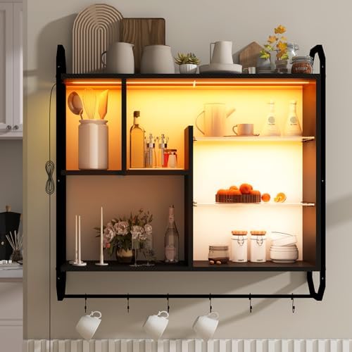 ELECWISH 34" Gaming Floating Shelves for Wall,LED Display Rack,Carbon Black - Image 7