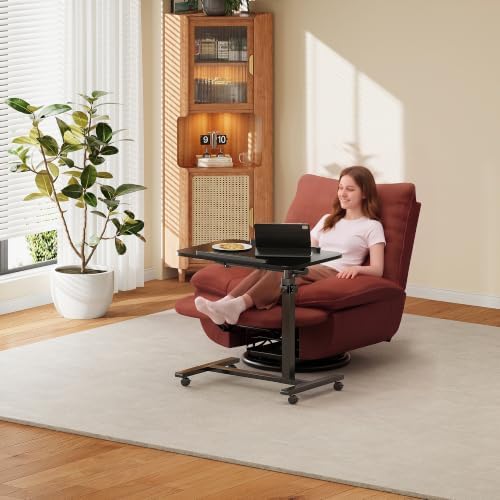 Furist Bed Desk Adjustable Overbed Bedside Table Rolling Laptop Tray Desk Cart Height Portable Mobile Sit Stand Table Tilting Hospital Bed with Wheels - Image 4