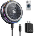 Qi2.2 Wireless Charger【25W Fast Charging+Cooling Fan】 Magnetic Charger Pad with 2 Modes,LED Light Phone Holder Fast Charging Compatible with iphone17/16/15/14/13/12 Series (with 45W Adapter) by XOSimpleisBeauty