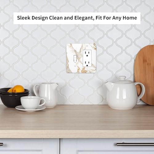 Decorative Outlet Covers Abstract Luxury White Gold Marble 2-Gang Combo Light Switch Cover Plate Single Toggle/Rocker Wall Plate Plug Switch Plate Covers for Bedroom Decor - Image 7