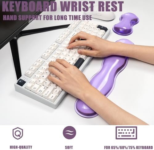 Gel Keyboard and Mouse Wrist Rest Set,Wrist Pad for Computer Keyboard | Purple Wrist Support for Keyboard 60%/68%/75%, Keyboard Cushion, Comfort & Support for Typing and Gaming - Image 3