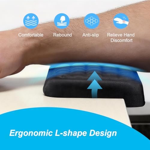 L-Shaped Desk Edge Cushion 2 Pack, Ergonomic Memory Foam Elbow Pad for Desk with Non-Slip Base, Adjustable Keyboard Wrist Rest & Arm Rest for Desktop, Forearm Support Cushion for Office Gaming Home - Image 4