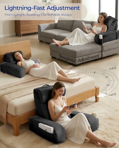 Kayfia Reading Pillow, 30-90° Stepless Adjust Angle Height, Medium, Black - Image 3