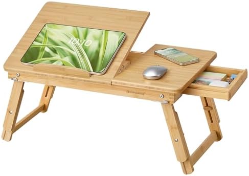 SONGMICS Bed Laptop Desk, Folding Bed Table Adjustable Angle and Height by Unknown