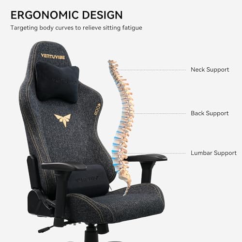 Gaming Chair 4D Adjustable Armrests - 170° Reclining & 320lb Capacity, High Back Ergonomic Computer Chair with Lumbar Support, Headrest & Lumbar Pillow - Image 4